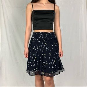 banana republic small navy blue mesh clover print skirt
